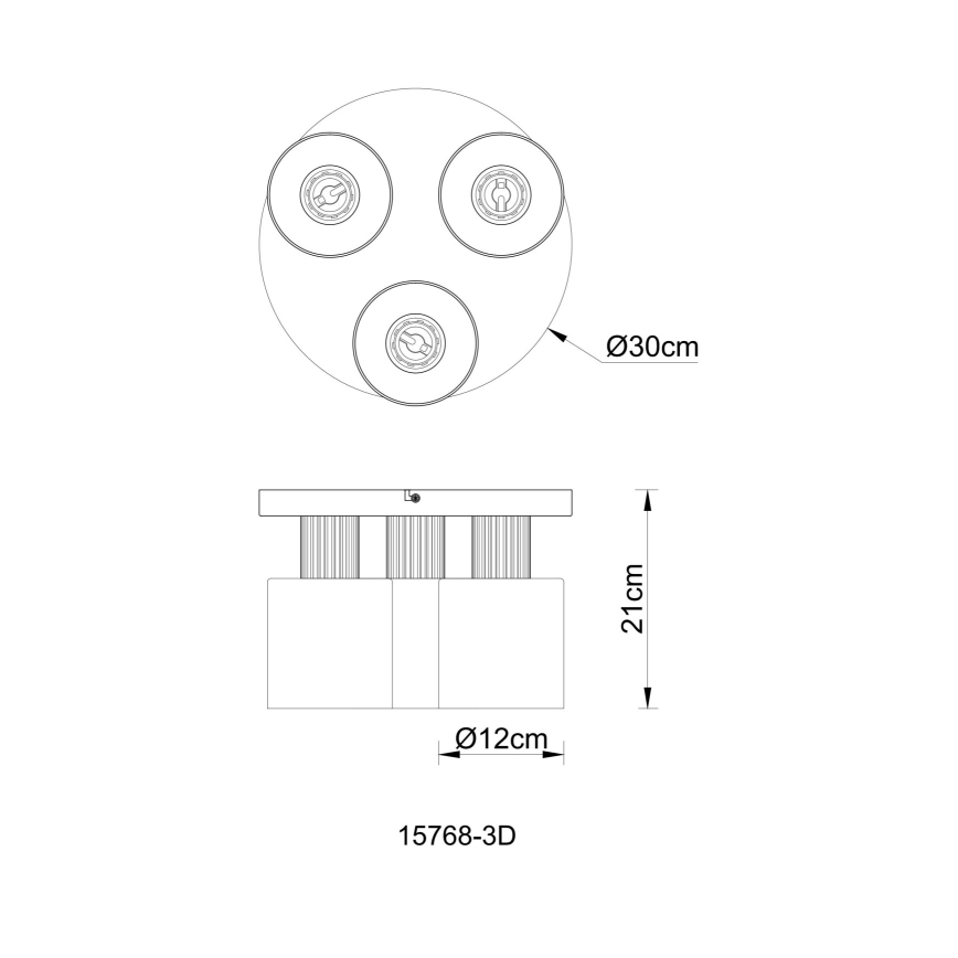 Globo - Żyrandol natynkowy 3xE27/25W/230V czarny śr. 30 cm