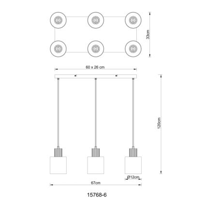 Globo - Żyrandol na lince 6xE27/25W/230V