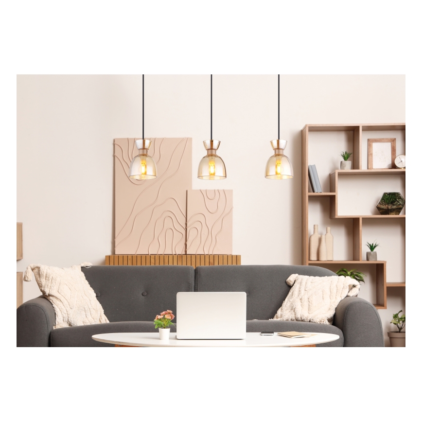 Globo - Żyrandol na lince 3xE14/40W/230V brązowy/dymny