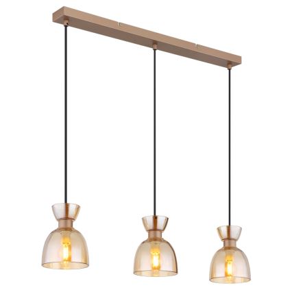 Globo - Żyrandol na lince 3xE14/40W/230V brązowy/dymny