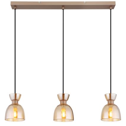 Globo - Żyrandol na lince 3xE14/40W/230V brązowy/dymny
