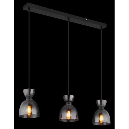 Globo - Żyrandol na lince 3xE14/40W/230V czarny/dymny