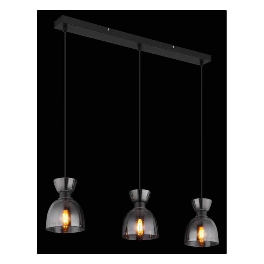 Globo - Żyrandol na lince 3xE14/40W/230V czarny/dymny