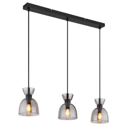 Globo - Żyrandol na lince 3xE14/40W/230V czarny/dymny