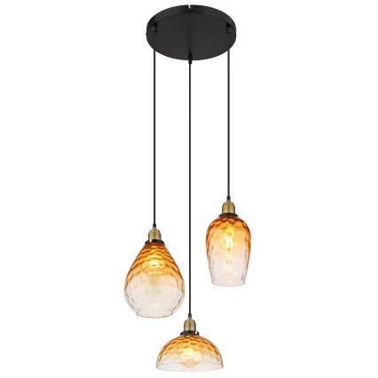 Globo - Żyrandol na lince 3xE27/60W/230V śr. 46 cm pomarańczowy