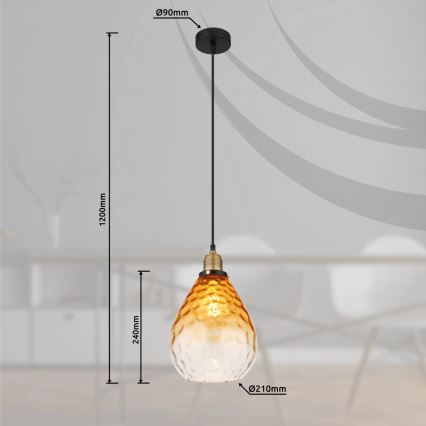 Globo - Żyrandol na lince 1xE27/60W/230V śr. 21 cm pomarańczowy