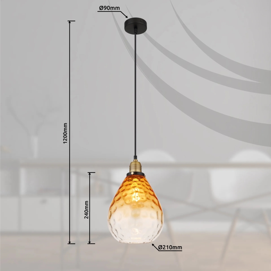Globo - Żyrandol na lince 1xE27/60W/230V śr. 21 cm pomarańczowy