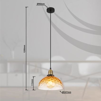 Globo - Żyrandol na lince 1xE27/60W/230V śr. 25 cm pomarańczowy