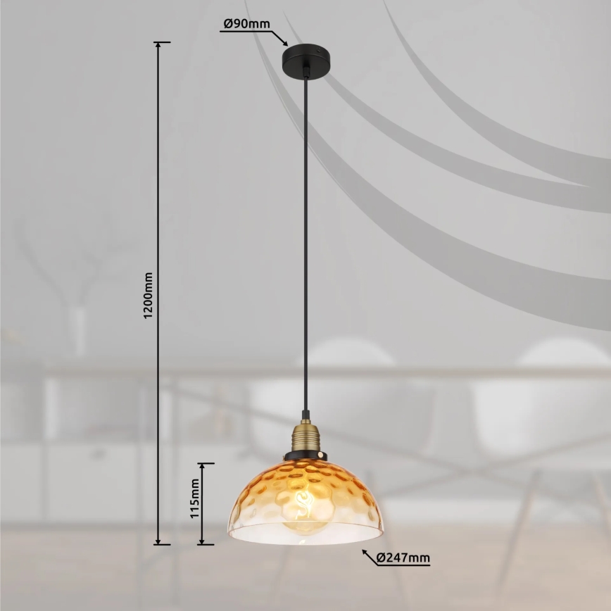 Globo - Żyrandol na lince 1xE27/60W/230V śr. 25 cm pomarańczowy