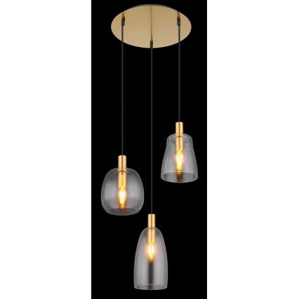 Globo - Żyrandol na lince 3xE14/40W/230V śr. 43 cm mosiądz