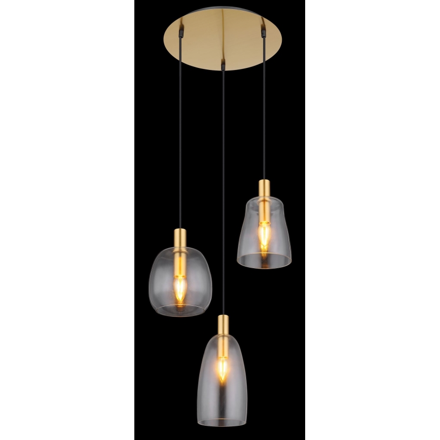 Globo - Żyrandol na lince 3xE14/40W/230V śr. 43 cm mosiądz
