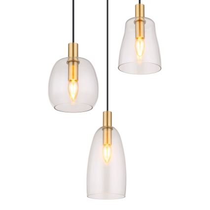Globo - Żyrandol na lince 3xE14/40W/230V śr. 43 cm mosiądz