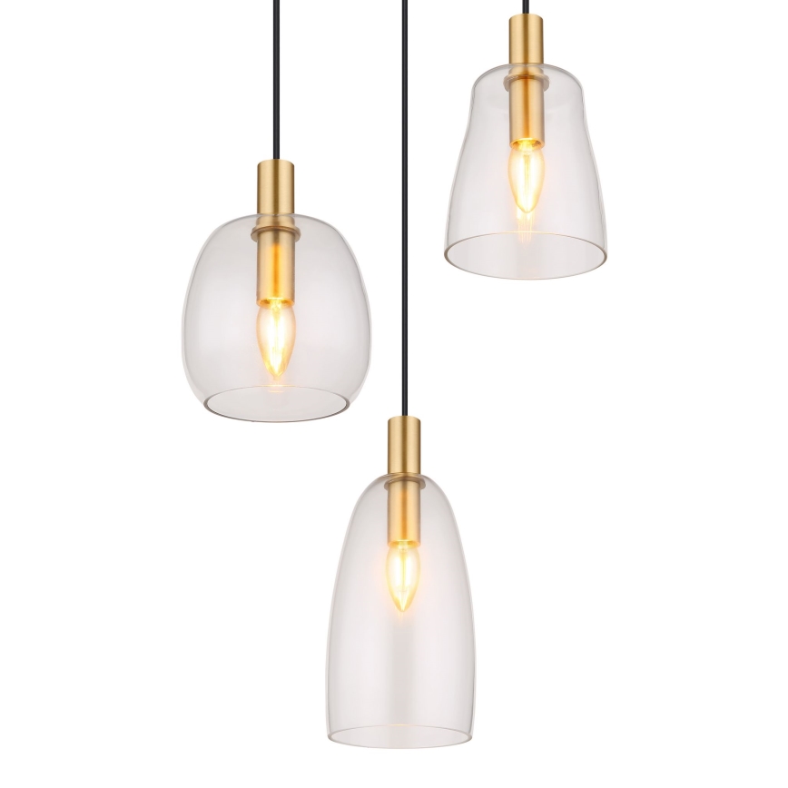 Globo - Żyrandol na lince 3xE14/40W/230V śr. 43 cm mosiądz
