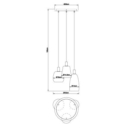 Globo - Żyrandol na lince 3xE14/40W/230V śr. 43 cm mosiądz