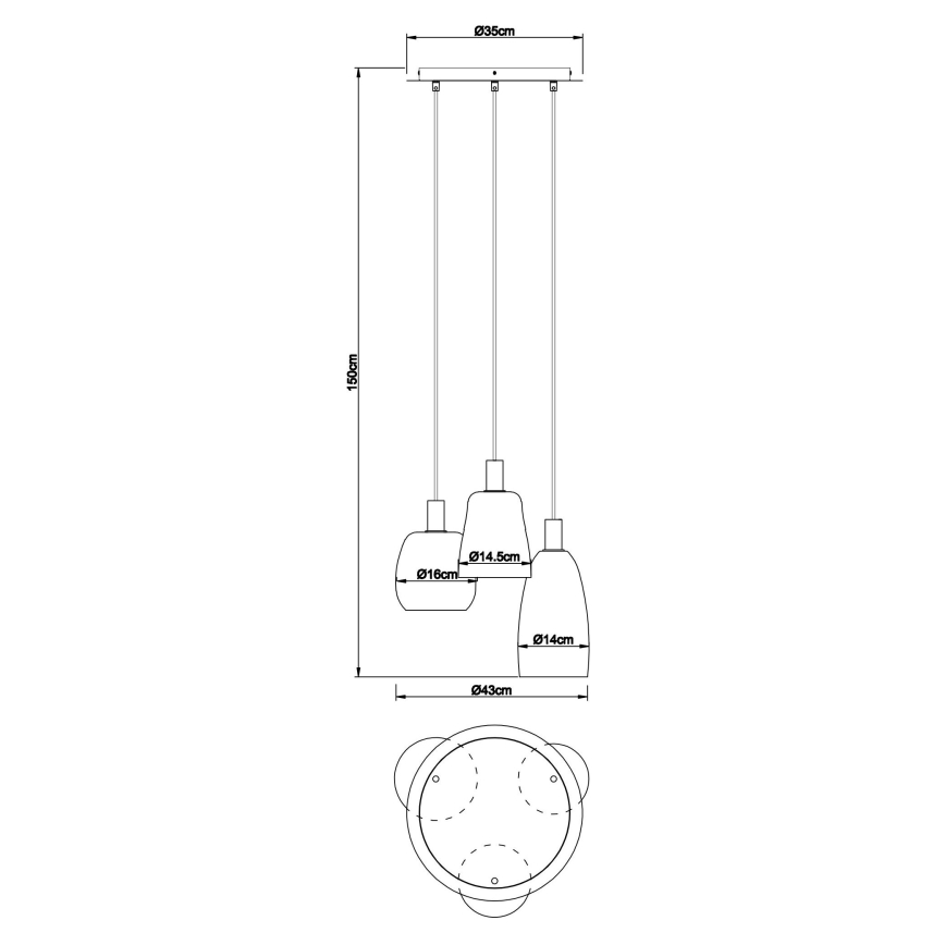Globo - Żyrandol na lince 3xE14/40W/230V śr. 43 cm mosiądz