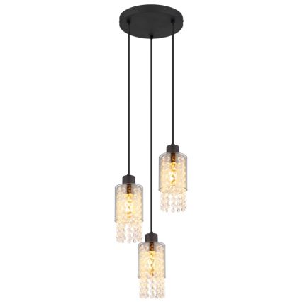 Globo - Żyrandol na lince 3xE27/40W/230V śr. 25 cm czarny