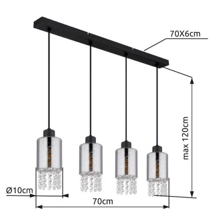 Globo - Żyrandol na lince 4xE27/40W/230V czarny