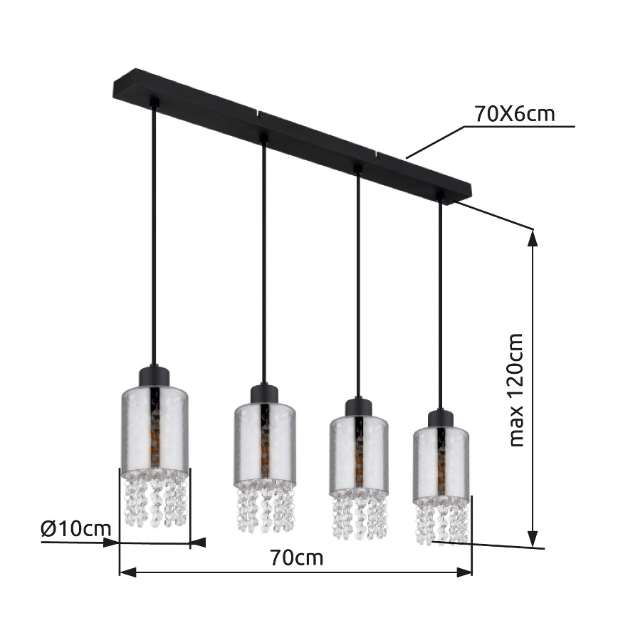 Globo - Żyrandol na lince 4xE27/40W/230V czarny