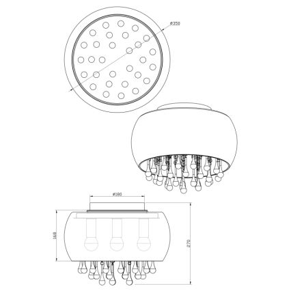 Globo 15809D - Plafon KALLA 5xE14/25W/230V