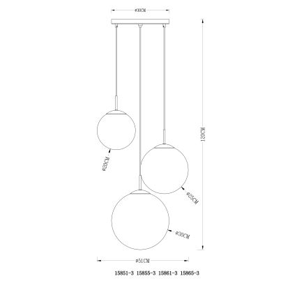 Globo - Żyrandol na lince 3xE27/40W/230V śr. 51 cm