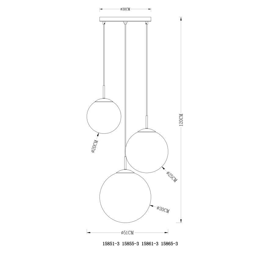 Globo - Żyrandol na lince 3xE27/40W/230V śr. 51 cm