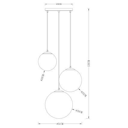 Globo - Żyrandol na lince 3xE27/40W/230V śr. 51 cm