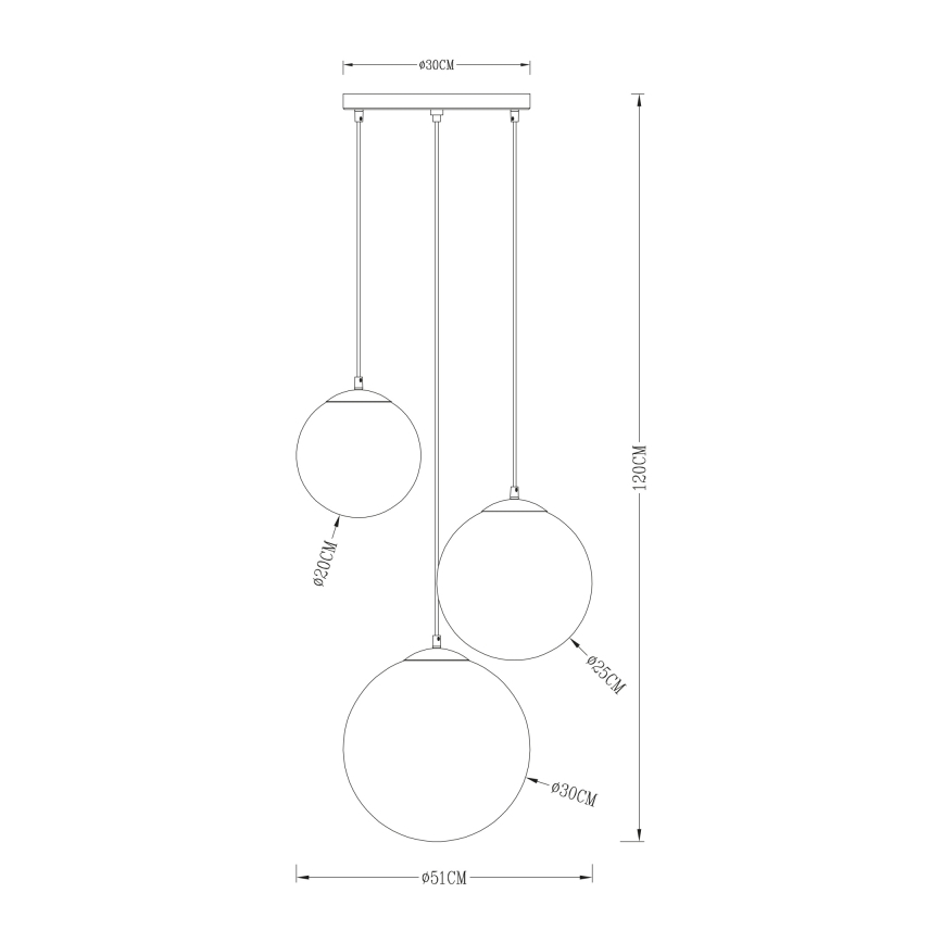 Globo - Żyrandol na lince 3xE27/40W/230V śr. 51 cm