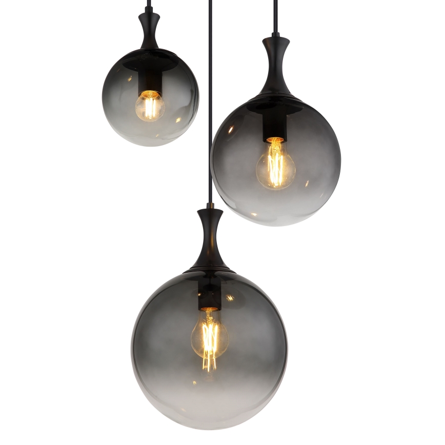 Globo - Żyrandol na lince 3xE27/10W/230V śr. 48 cm czarny
