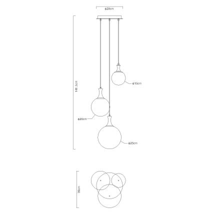 Globo - Żyrandol na lince 3xE27/10W/230V śr. 48 cm czarny