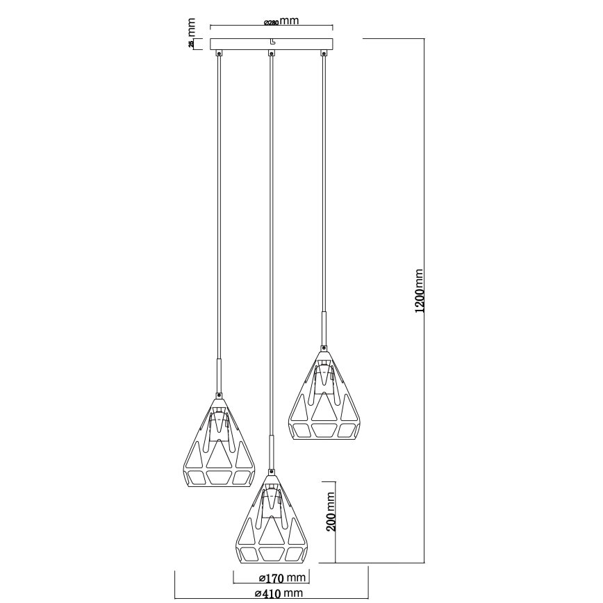Globo - Żyrandol na lince 3xE27/40W/230V