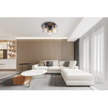 Globo - Lampa sufitowa 3xE27/40W/230V śr. 37 cm szara