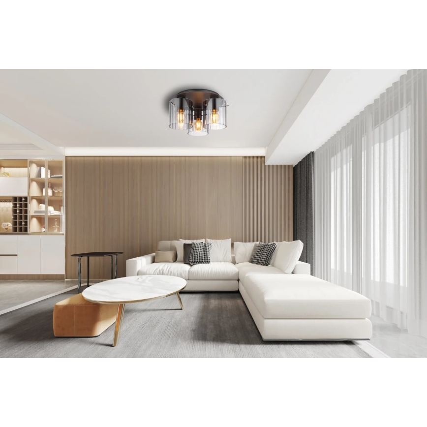 Globo - Lampa sufitowa 3xE27/40W/230V śr. 37 cm szara
