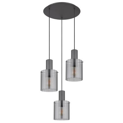 Globo - Żyrandol na lince 3xE27/40W/230V śr. 48 cm szary