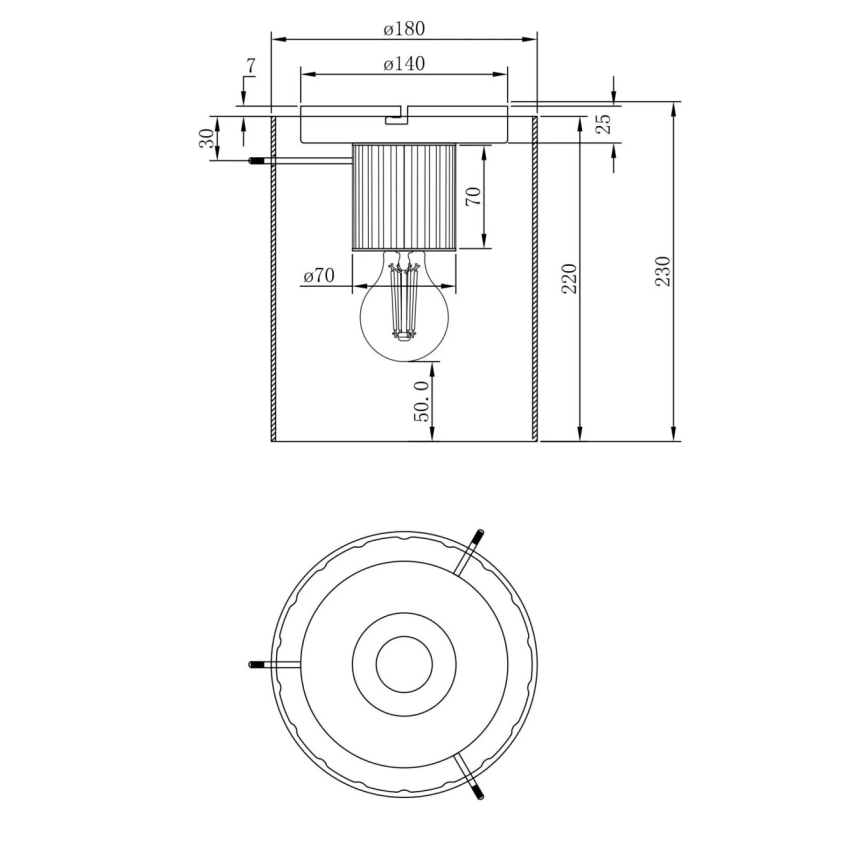 Globo - Lampa sufitowa 1xE27/40W/230V śr. 18 cm brązowa