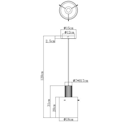 Globo - Żyrandol na lince 1xE27/40W/230V śr. 18 cm brązowy