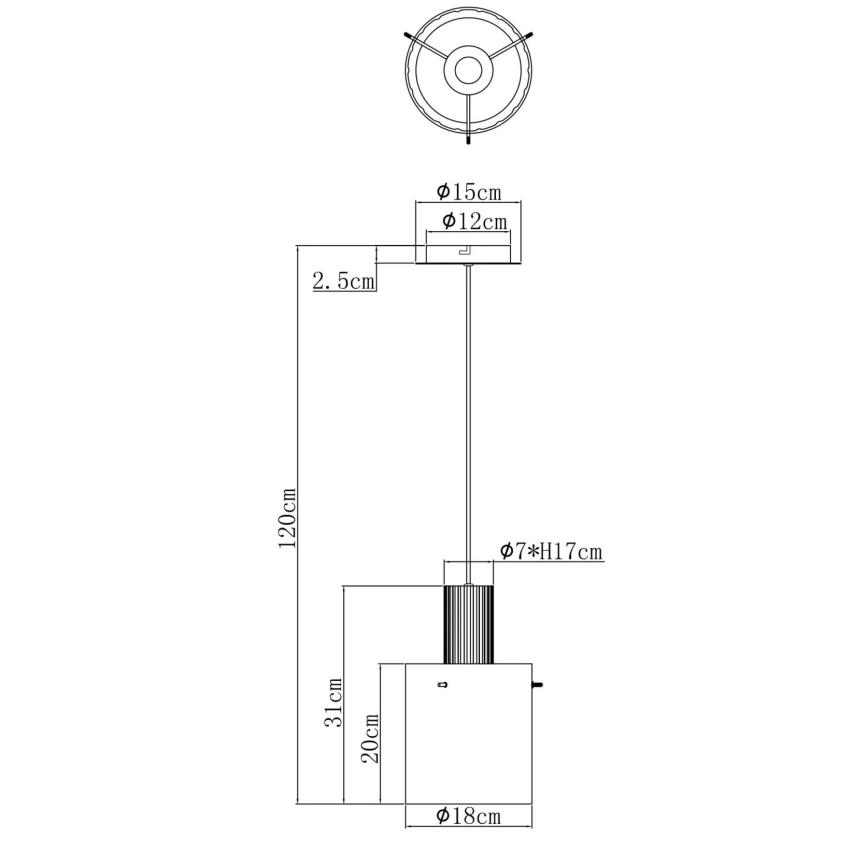 Globo - Żyrandol na lince 1xE27/40W/230V śr. 18 cm brązowy