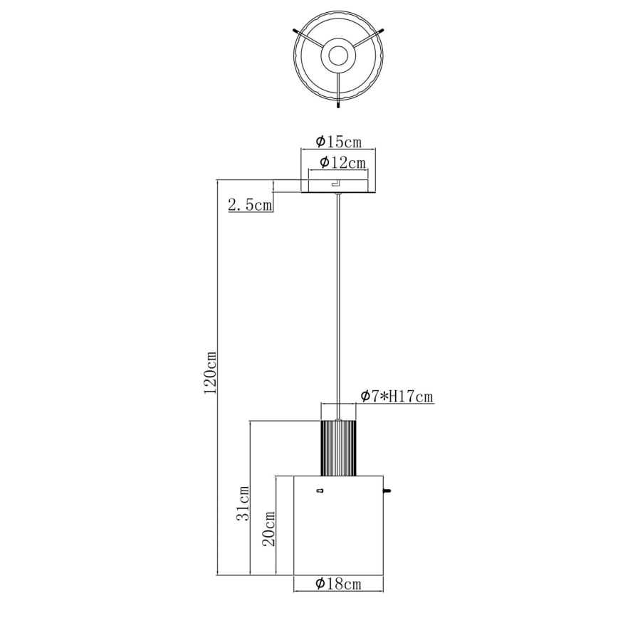 Globo - Żyrandol na lince 1xE27/40W/230V śr. 18 cm biały