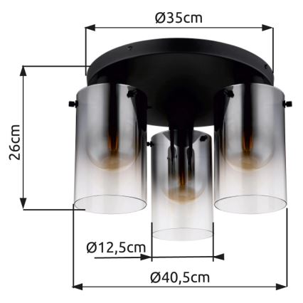 Globo - Żyrandol natynkowy 3xE27/40W/230V śr. 40,5 cm czarny