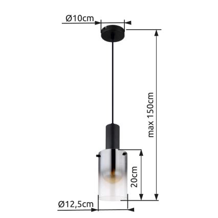 Globo - Żyrandol na lince 1xE27/40W/230V śr. 12,5 cm czarny