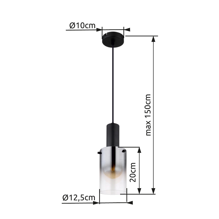 Globo - Żyrandol na lince 1xE27/40W/230V śr. 12,5 cm czarny