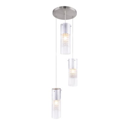 Globo - Żyrandol na lince 3xE27/60W/230V śr. 30 cm srebrny