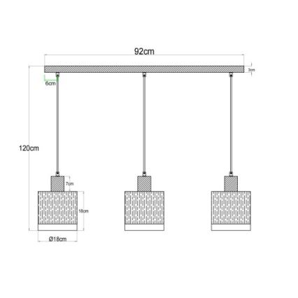 Globo - Żyrandol na linkach 3xE27/60W/230V