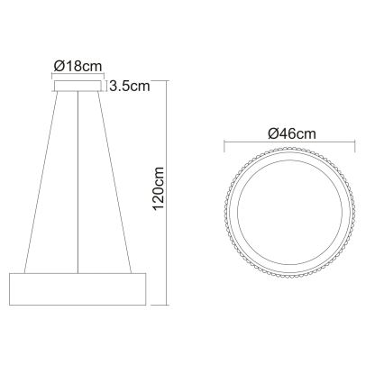 Globo - lampa wisząca LED na lince LED/45W/230V 2700/4000/6000K śr. 46 cm czarna