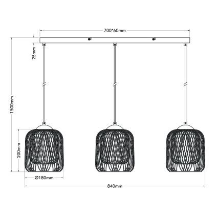 Globo - Żyrandol na lince 3xE27/40W/230V beżowo-biały