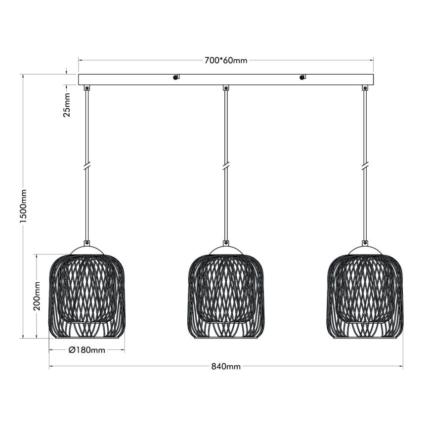 Globo - Żyrandol na lince 3xE27/40W/230V beżowo-biały