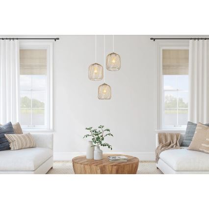 Globo - Lampa wisząca na lince 3xE27/40W/230V beżowa/biała