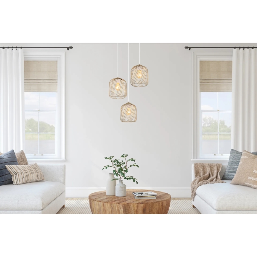 Globo - Lampa wisząca na lince 3xE27/40W/230V beżowa/biała