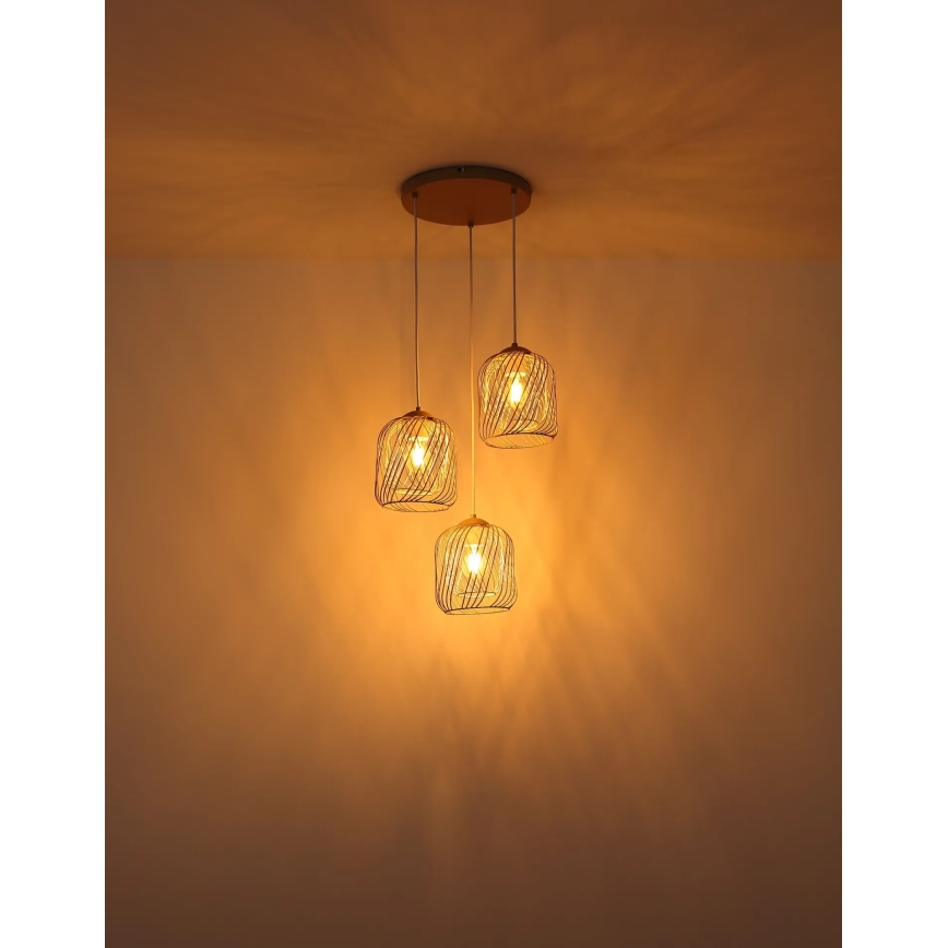 Globo - Lampa wisząca na lince 3xE27/40W/230V beżowa/biała