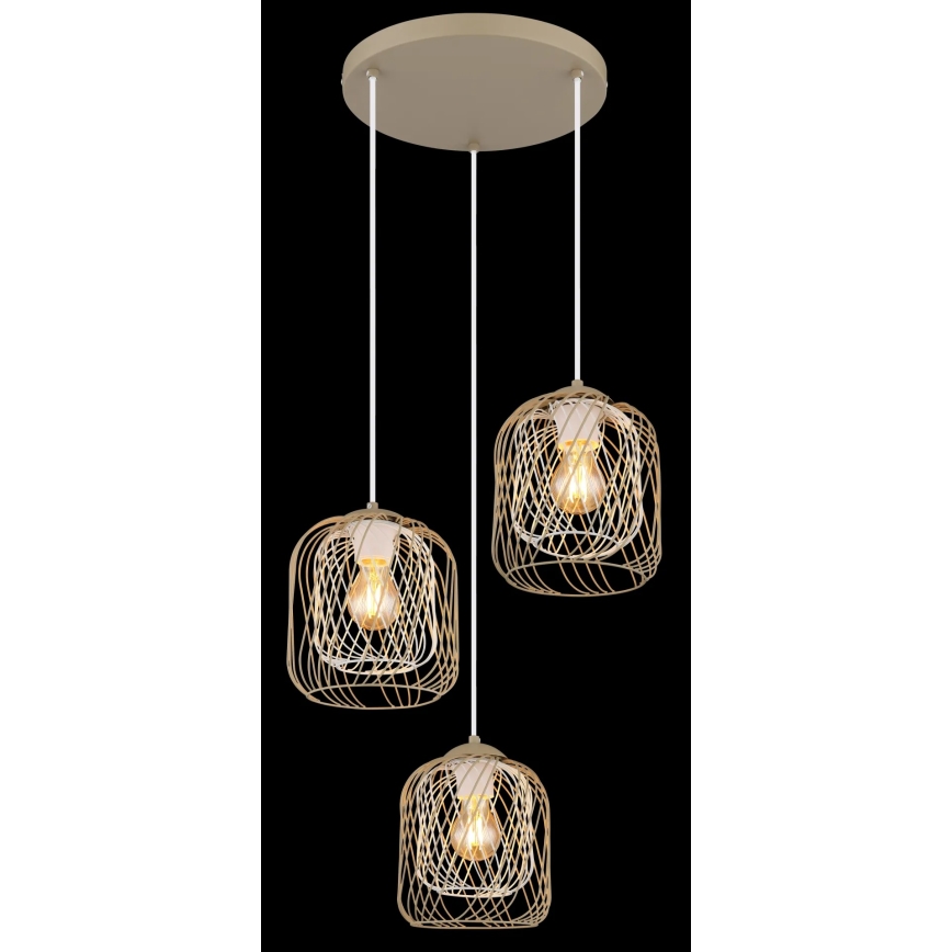 Globo - Lampa wisząca na lince 3xE27/40W/230V beżowa/biała