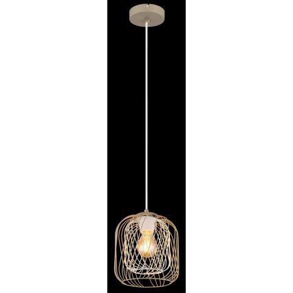 Globo - Lampa wisząca na przewodzie 1xE27/40W/230V śr. 18 cm beżowy/biały
